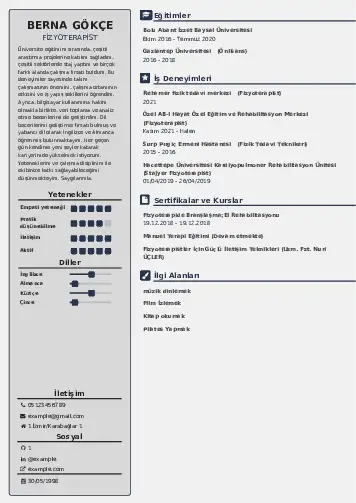 Fizyoterapist Cv Örnekleri cv indir